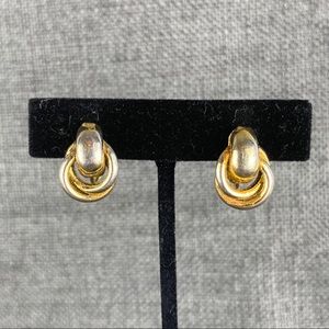 Vintage Mini Tarnished Silver W/ 2 Hoops Clip On